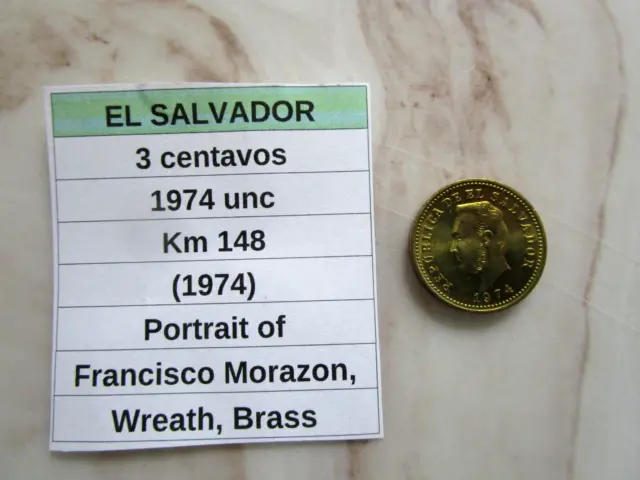 EL SALVADOR, 3 centavos, 1974 unc, Km 148 (1974)