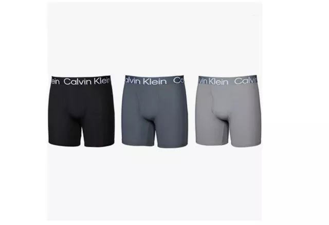 Calvin Klein Men's 3 Pack Microfiber Wicking BOXER Briefs Black Navy M,L,XL NEW