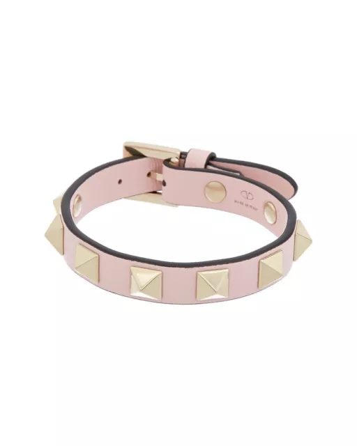 Valentino Rockstud Leather Bracelet Women's Pink