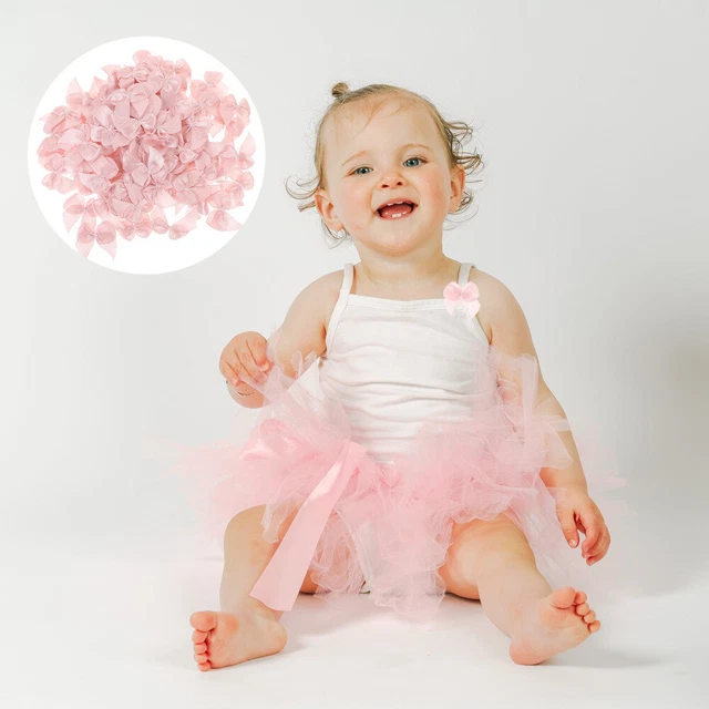 100 Bows de ruban satiné Fleurs couture appliques Scrapbooking Embellissement 3