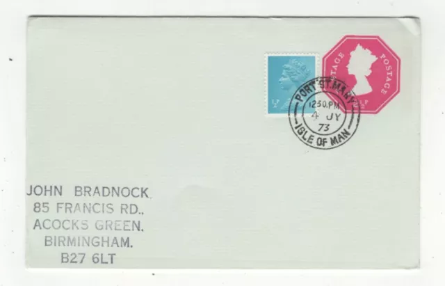 Isle Of Man 4 Jul 1973 Postage Paid & Stamped Cover Port St Mary Postmark 153c