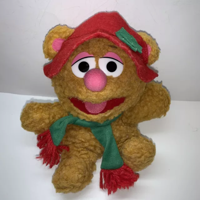 Vintage 1987 Baby Fozzie Bear Plush Stuffed Animal Henson Associates 9" Red Hat