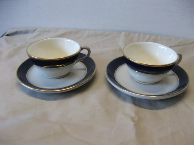 Très belle paire de tasses porcelaine ancienne vers 1900 couleur bleu de Sèvres