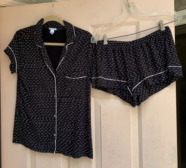 Women's Size M EBERJEY Black/White Pajama Set with Shorts