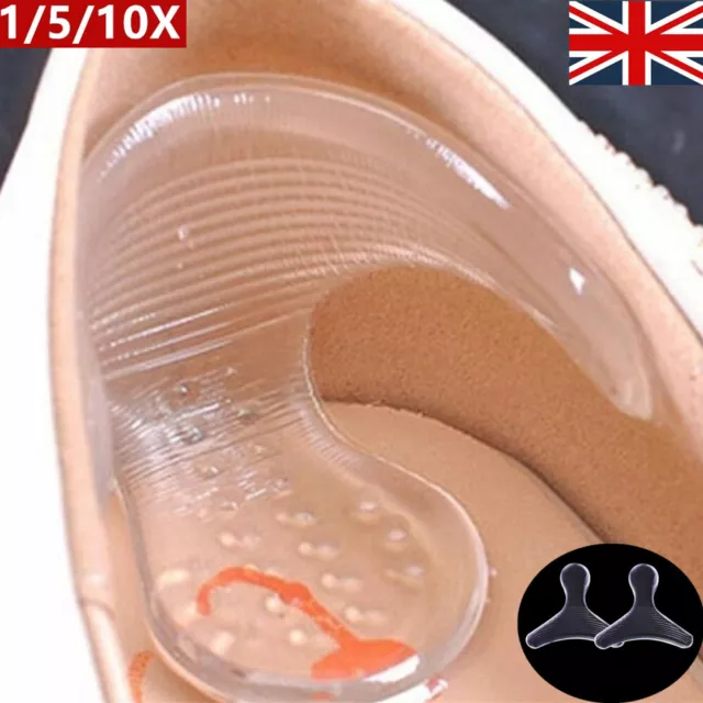 Extra Sticky Silicone Shoe Heel Inserts Insoles Pads Cushion Grips Protector UK 3