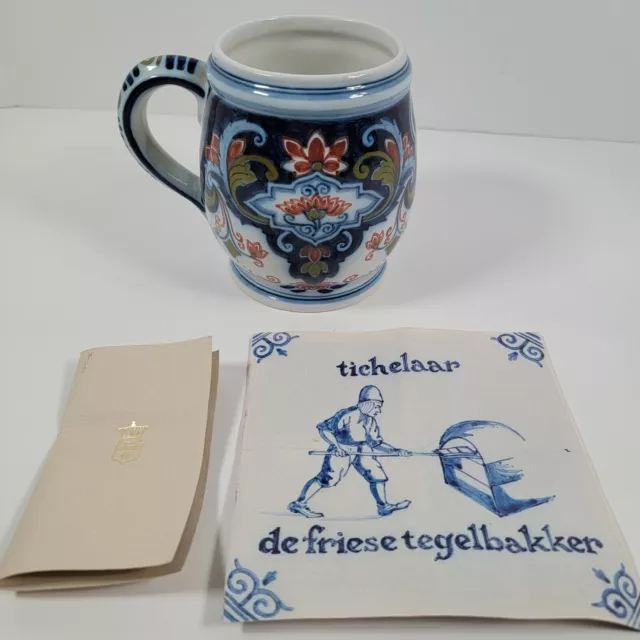 Vintage MAKKUM Earthenware Pull Pitcher Mug Cup  Tichelaar Delft Holland VB-11