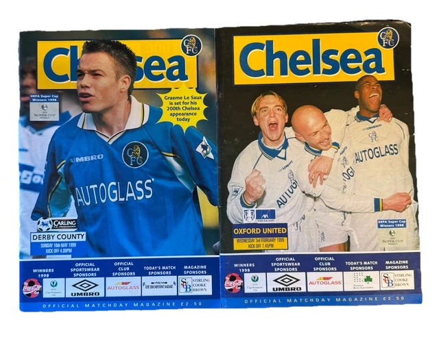Chelsea Programmes CHELSEA HOME FOOTBALL Programmes 1998/99 Premier League & FA Cup Job ...