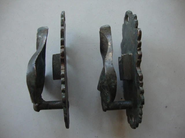 Antique pair brass curtain tie backs 4
