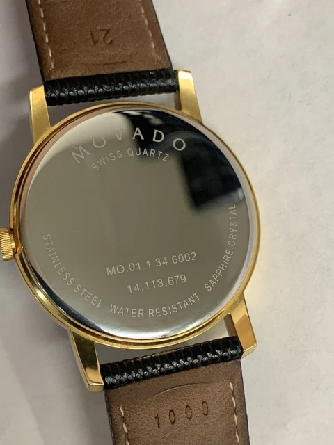 MOVADO Museum Classic Men's 40mm Quartz Watch Gold Black Dial Sapphire Crystal 5