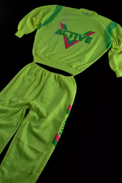 Trainings Anzug Jogging Sport Track Jump Suit Funky Trainer Neon Vintage Italia