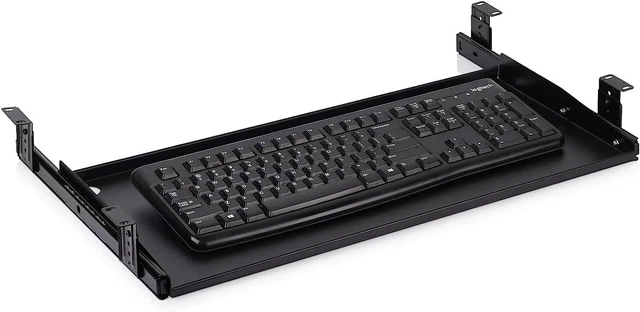Lilithye Keyboard Tray Under Desk Drawer, 21.6 x 10.2inch Ergonomic Black