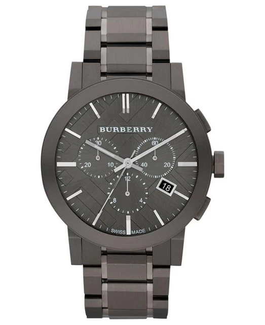 New in box Burberry Swiss Made Gunmetal Chronograph Bu9354 Watch $900 New in box Burberry Swiss Made Gunmetal Chronograph Bu9354 Watch $900