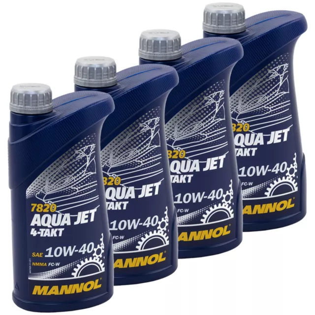 L'Huile De Moteur Huile 4Takt Aqua Jet 10W40 Mannol 4x 1 Litre Jetski