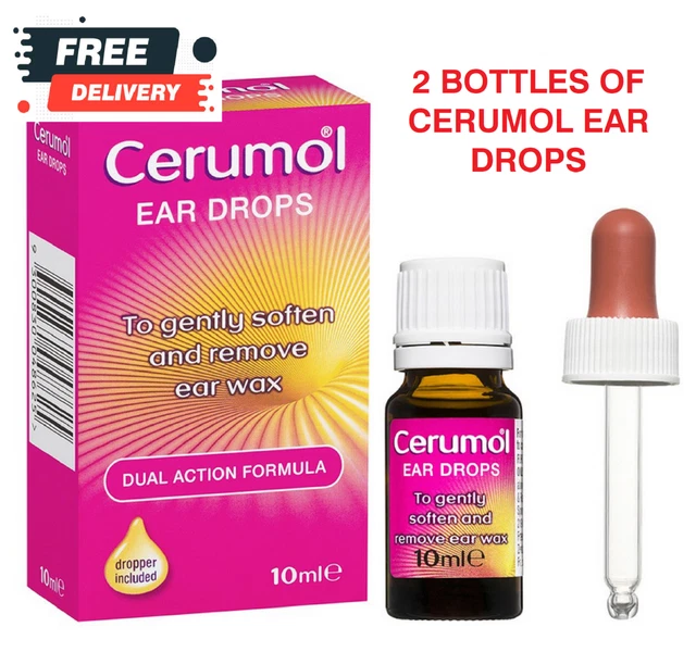 NEW 2'S X 10ml Cerumol Ear Drops Solution For The Loosening & Removal