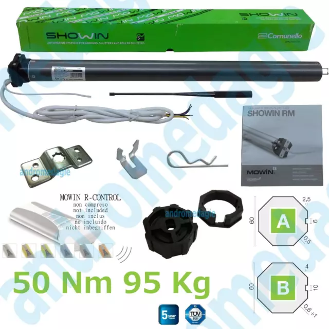 SHOWIN S45 C/REC 50N ACTUADOR TUBULAR �45 50NM 230V RADIO Mando no incluido