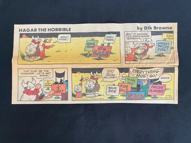 #14 HAGAR THE HORRIBLE by Dik Browne Lot of 27 Sunday Third Page Strips 1977