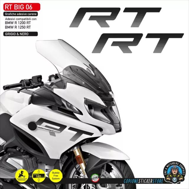 Adesivi compatibili moto BMW R 1200 1250 RT fianchi laterali nero grigio sfumato