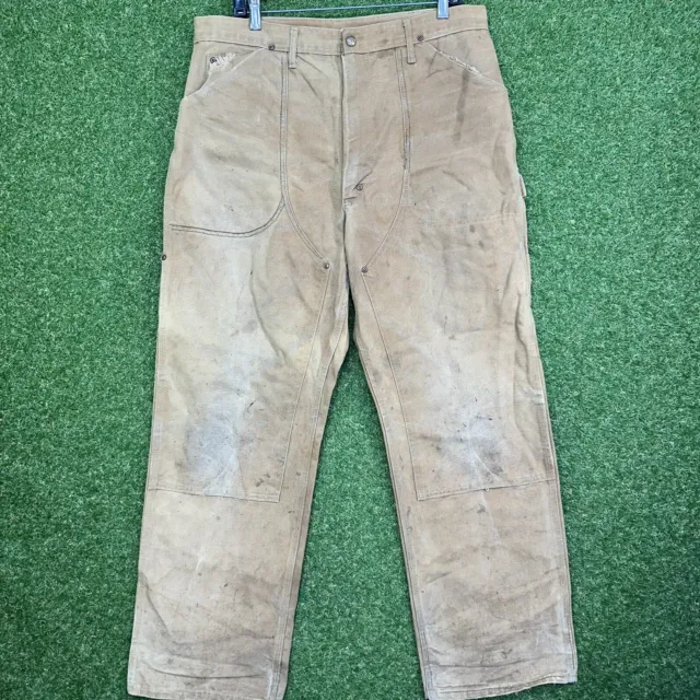 VTG 60s Carhartt Double Knee Pants Carpenter Talon Faded Workwear WIP 36x30