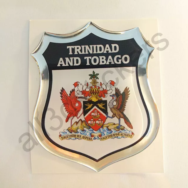 Sticker Trinidad and Tobago Emblem Coat of Arms Shield 3D Resin Domed Gel Vinyl