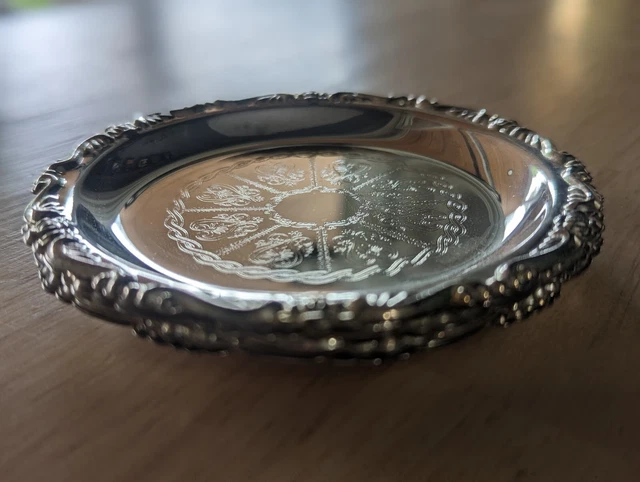 Vintage Silver Plated EP ON Steel Coasters Set of 6 Made In Italy Etched Design