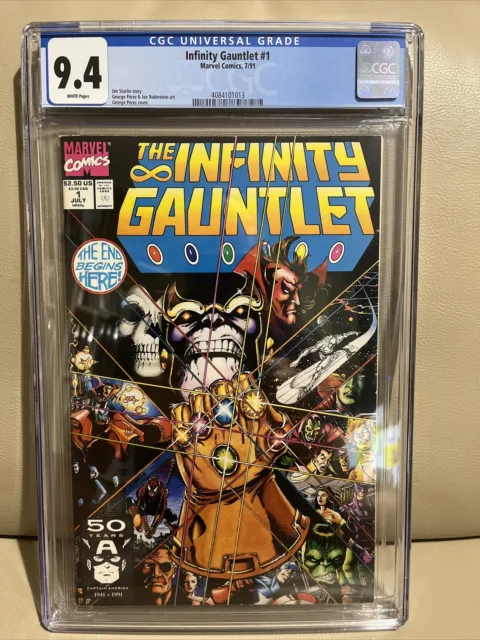 Infinity Gauntlet #1 (Marvel, 1991) CGC 9.4 WHITE pages Jim Starlin Thanos