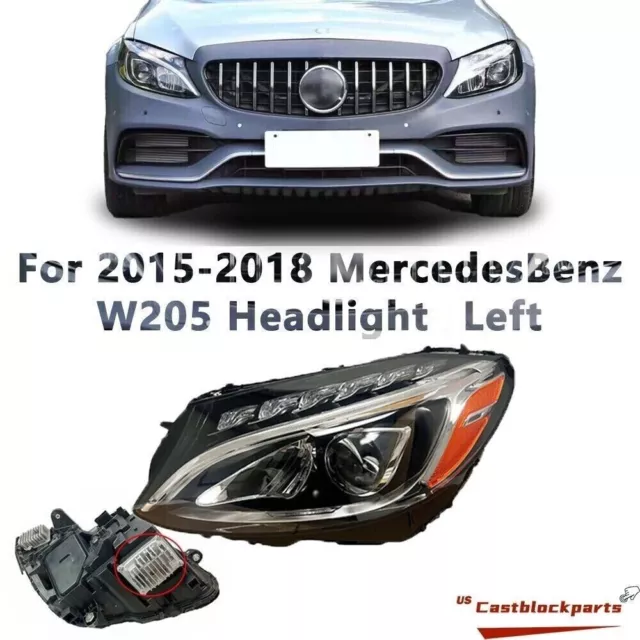 For Mercedes Benz W205 C-Class C300 15 16-18 LED Headlight Assembly Left Driver