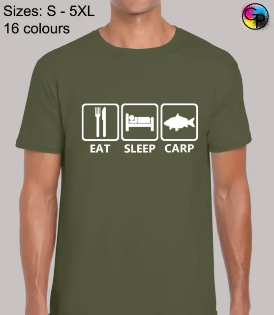 T-shirt top t-shirt maglietta da uomo con carpa sonno scherzo da pesca regalo vestibilità regolare