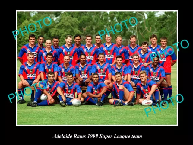 Large Historical Rugby Photo Of The Adelaide Rams 1998 Super League Team