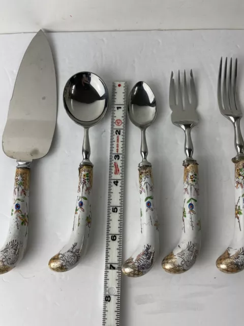 A E LEWIS Co Sheffield England Floraine Porcelain Handle Stainless 6 Piece 3