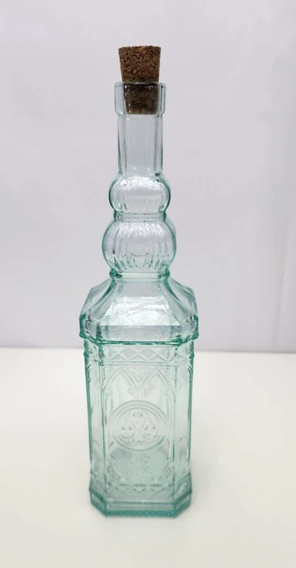 Botellas de vidrio cuadradas estilo vintage con tapones de corcho, 12x3,125 pulgadas