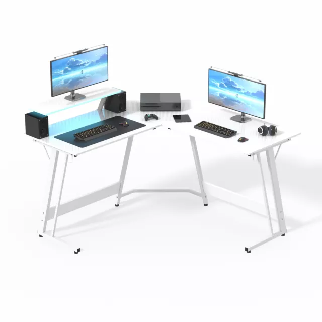 130x130 LED L Shaped Gaming Desk Corner Office Desk Corner Computer Desk