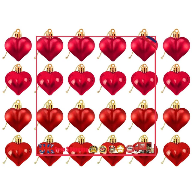24 Stck. Weihnachtskugel Ornamente, Liebe herzförmiger Anhänger für Hochzeit Party * Z