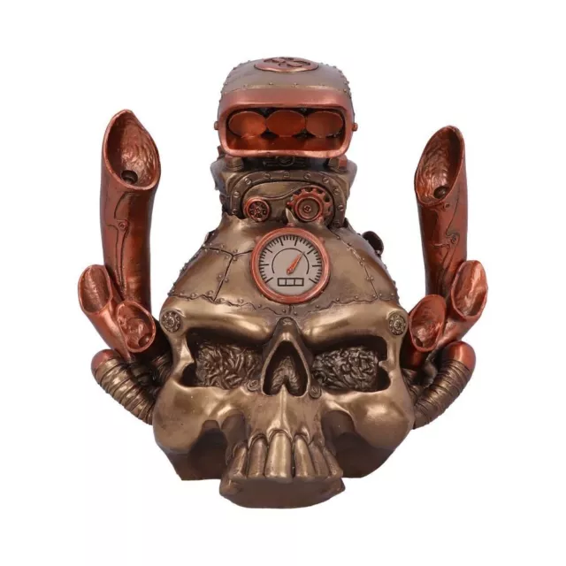 Petrolhead Poly-Resin Ornamental 18cm Motor Engine Steampunk Skull Nemesis Now