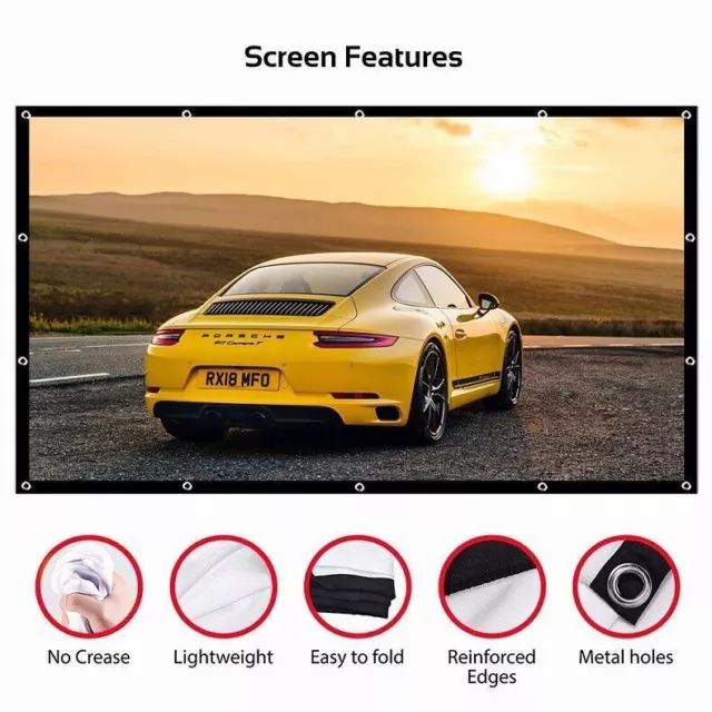 72" Projector Screen Reflective Fabric Cloth Projection Screen HD 16:9 UK