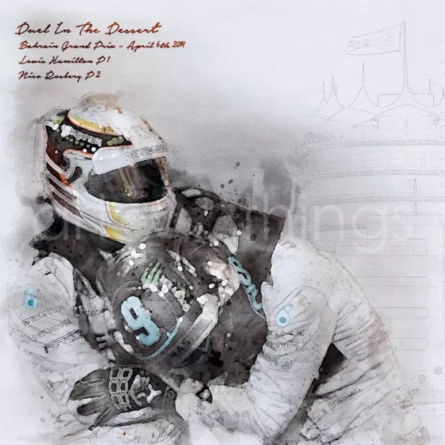 Lewis Hamilton - Nico Rosberg Wall Art | Duel in the Desert | F1 | Poster-Print 2