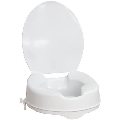 DRIVE MEDICAL 770626 Raised Toilet Seat with Lid, Standard Seat, White