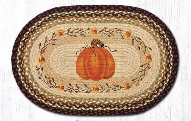 Pumpkin Oval Rugs - Handwoven with 100% Natural Jute and Hand-Stenciled