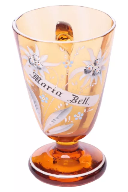 Vintage Teeglas Orange Blumendekor Maria Bell 10cm