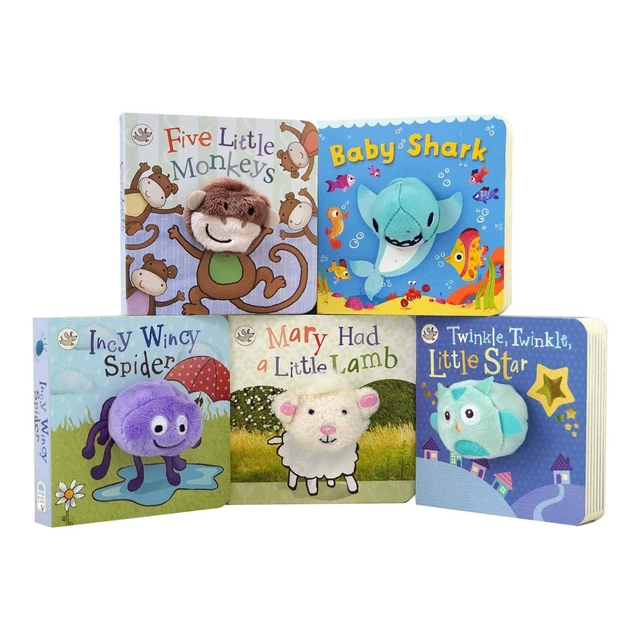 FINGER PUPPET NURSERY Rhyme Board Book with puppet 5 Books Set Board