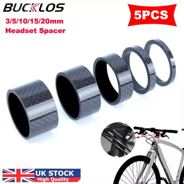5PCS Headset Spacers 3/5/10/15/20mm Carbon MTB Bike 1-1/8in Headset Stem Washer