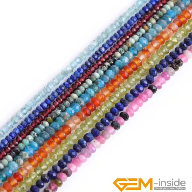 Natural Assorted Stones Faceted Rondelle HeiShi Spacer Beads Strand 15" DIY UK