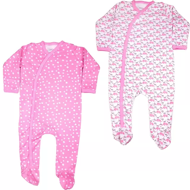 123 Bear 2 Pack Footed Sleep-N-Play PJs Rompers Jumpsuit100% Cotton with Mitten