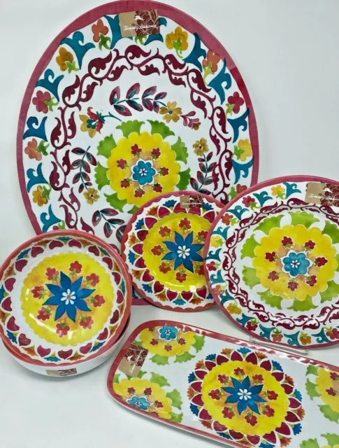 Tommy Bahama Medallion Tile Salad Dinner Plates Cereal Bowls Platters