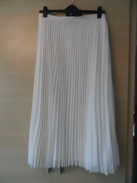 Bnwt Beautiful M&S Ivory Chiffon Pleated Midi Skirt - Size 22 Reg - Lined