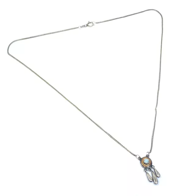 Feine Jugendstil - Halskette in 835er Silber mit einem Opal, L: 40 cm