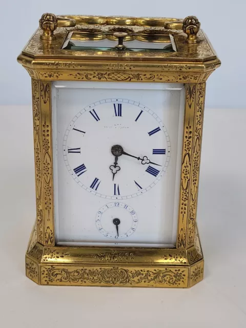 French Dent A Paris Engraved Case Bell Repeat Alarm 4 Glass Carriage Clock