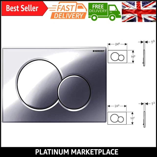 SIGMA01 DUAL FLUSH Push Button Plate in Gloss Chrome - Modern, Easy to ...