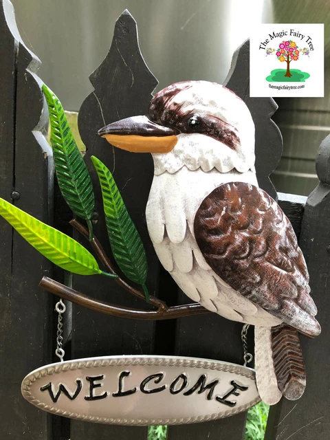 Welcome Kookaburra metal Garden Decor Wall Art Australian Animals sign plaque