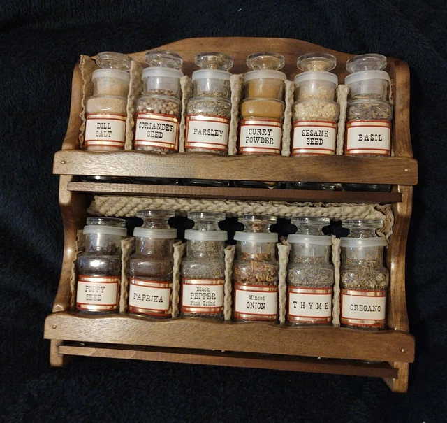 12 VINTAGE FAR East Apothecary Spice Glass Jars Made in Japan Holmar