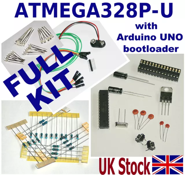 * FULL KIT * ATMEGA328P-PU AVR Preloaded with ARDUINO UNO bootloader Clone - UK